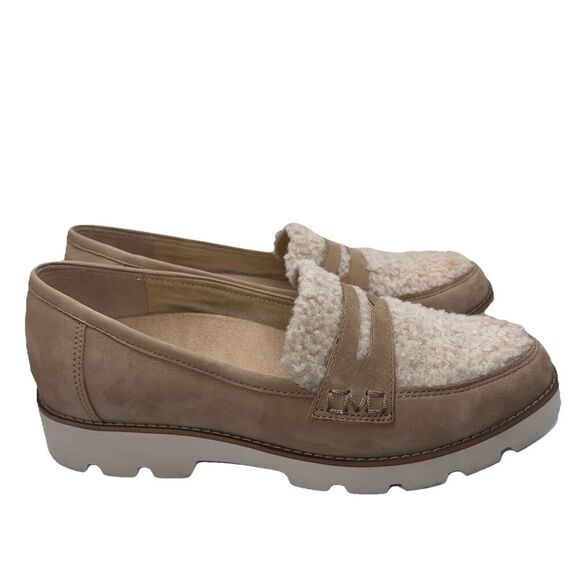 Vionic Cheryl II Lug Penny Loafer Nubuck‎ in shearling Sherpa Size 8.5 - Picture 1 of 8